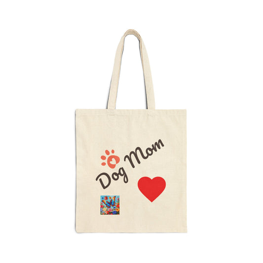 Dog Mom Cotton Canvas Tote Bag | Pet Lover Gift, Eco-Friendly Shopping Bag, Dog Owner Accessory, Cute Pet Tote, Dog Lovers Present