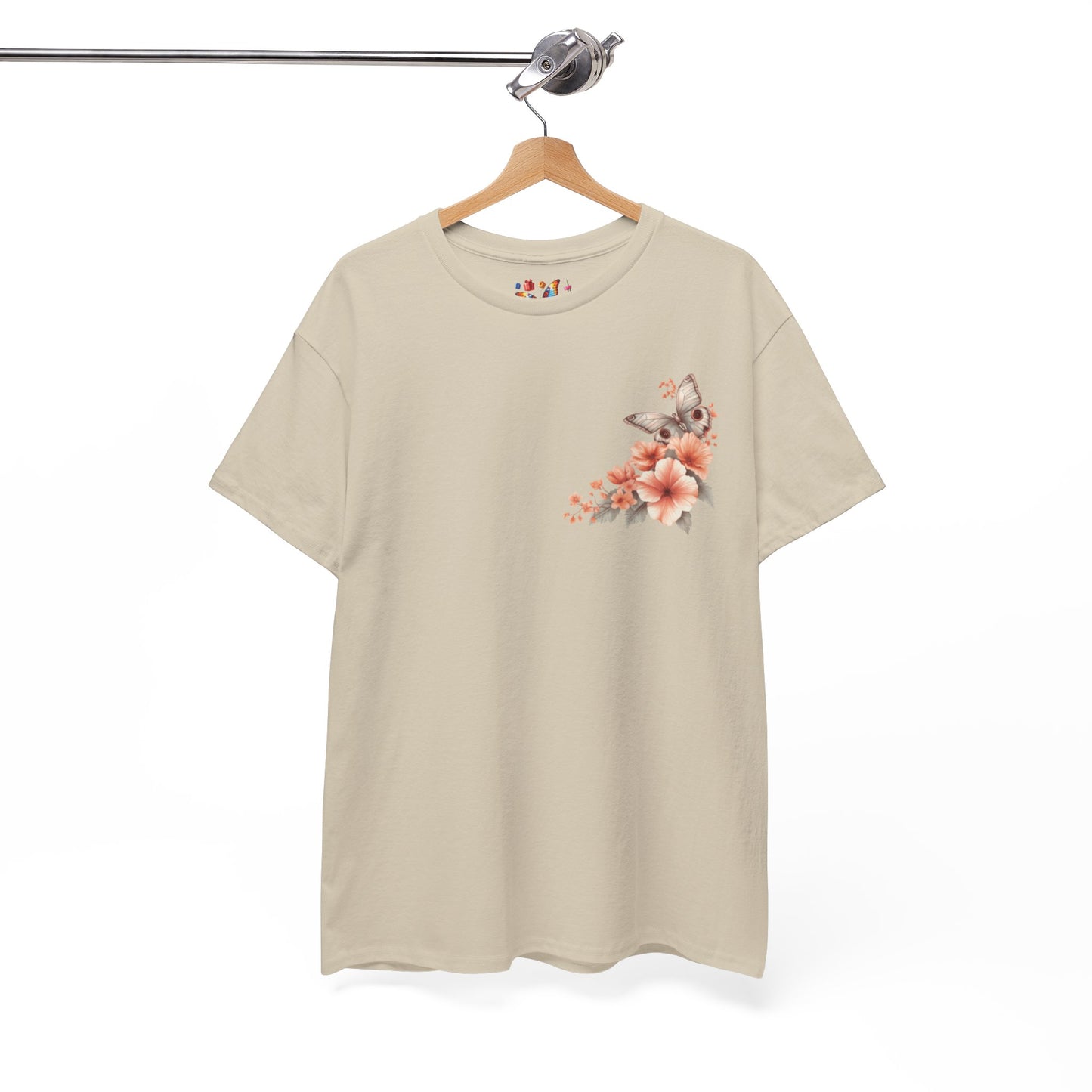 Inspirational Floral Tee - Unisex Heavy Cotton T-Shirt, Motivational Gift, Nature Lover's Apparel, Butterfly Design, Positive Quote