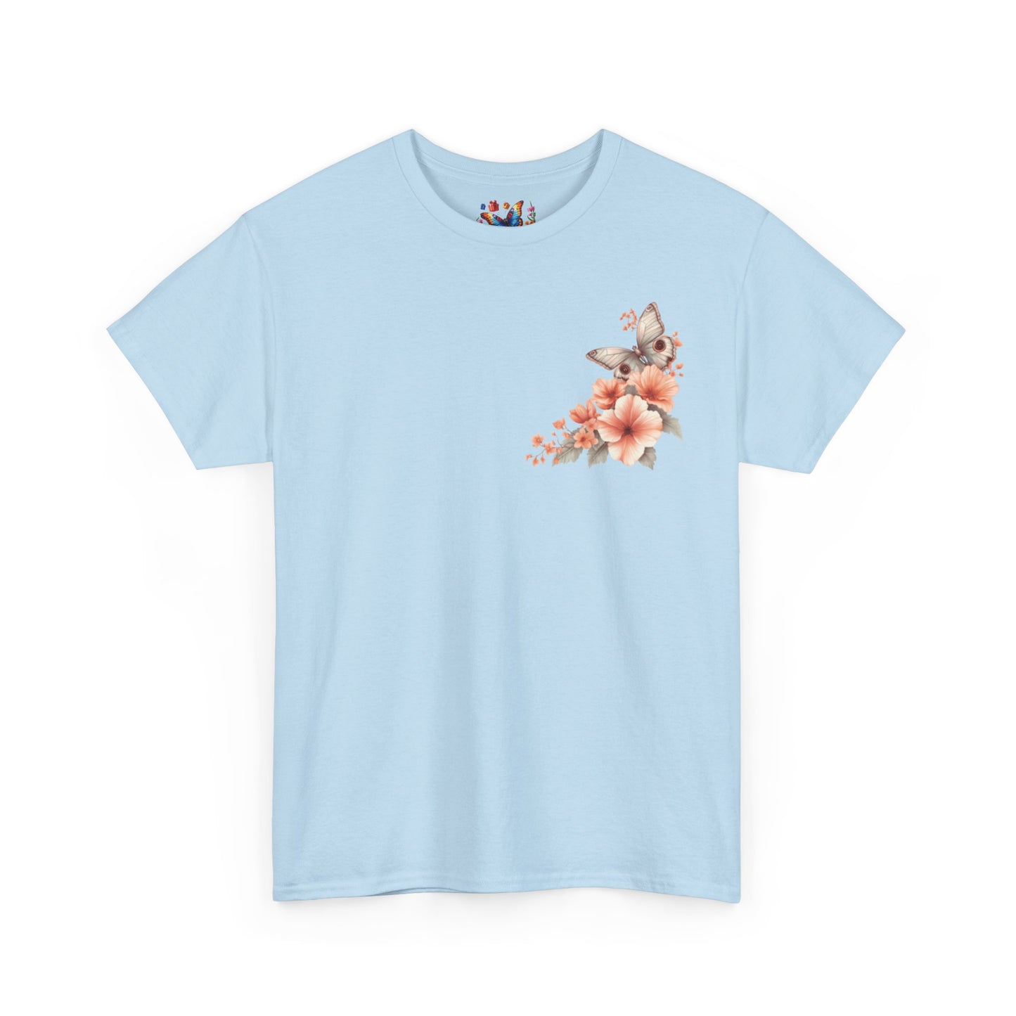 Inspirational Floral Tee - Unisex Heavy Cotton T-Shirt, Motivational Gift, Nature Lover's Apparel, Butterfly Design, Positive Quote