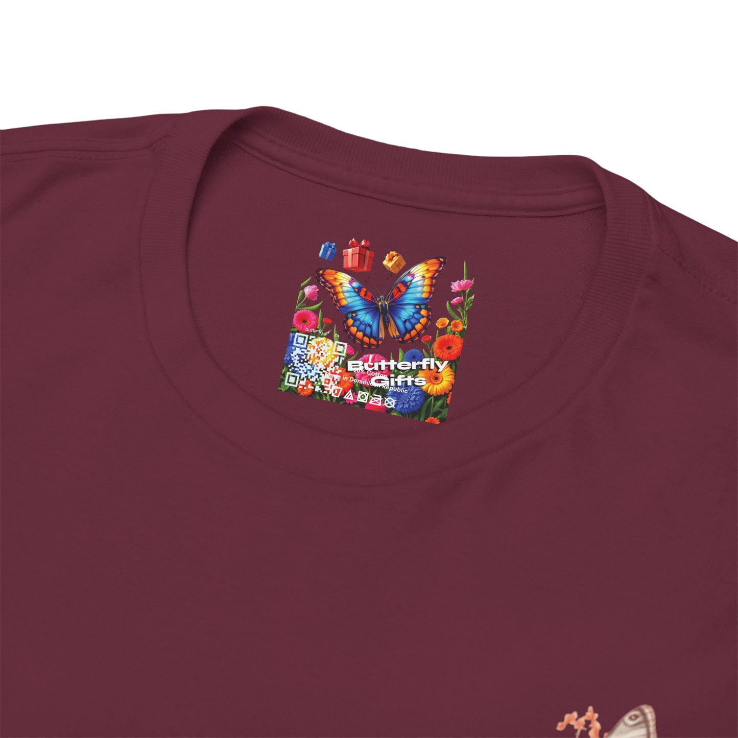 Inspirational Floral Tee - Unisex Heavy Cotton T-Shirt, Motivational Gift, Nature Lover's Apparel, Butterfly Design, Positive Quote