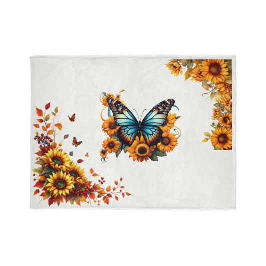 Butterfly and Sunflower Blanket - Cozy Home Decor, Gift for Nature Lovers, Living Room Soft Throw, Birthday Present, Autumn Aesthetic