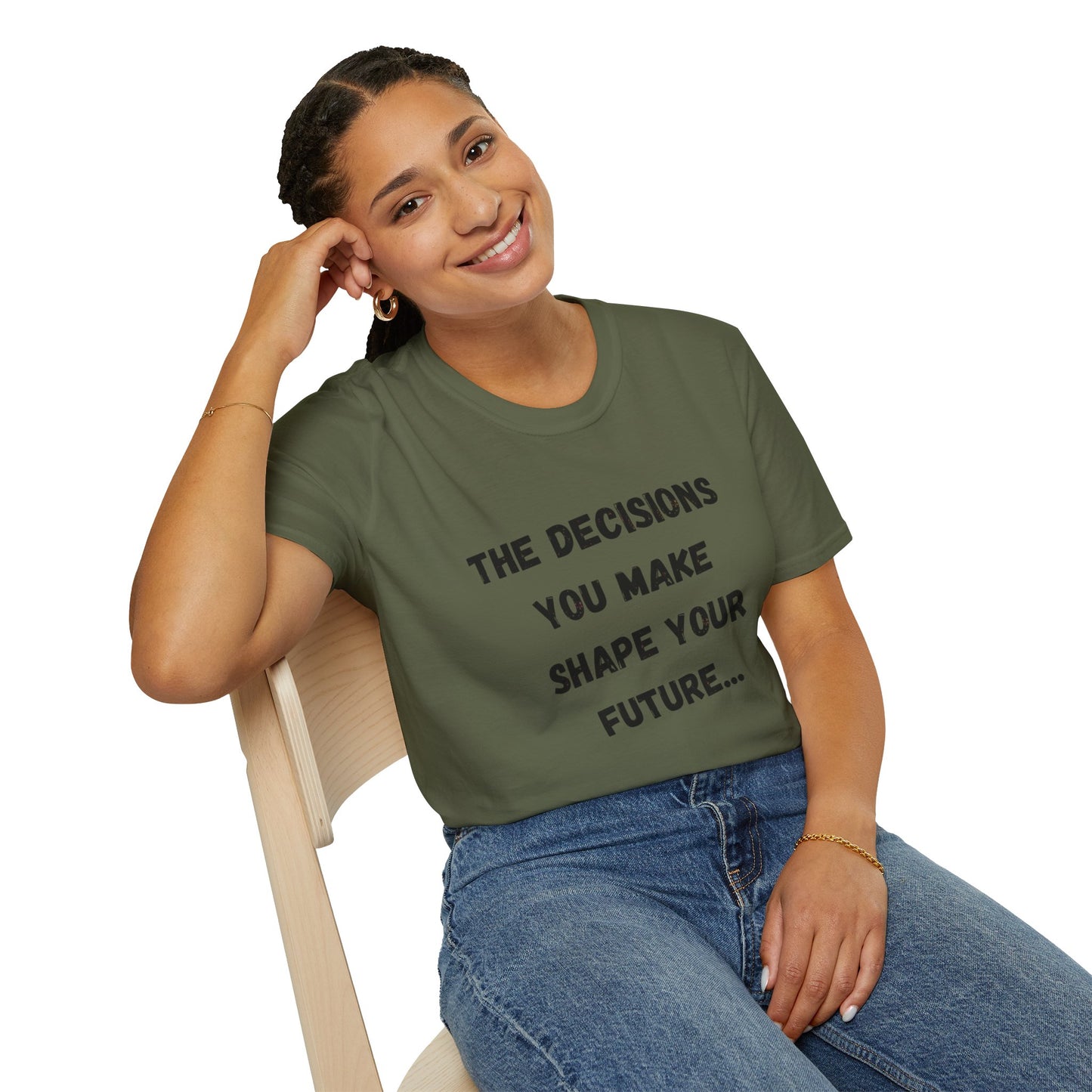 Motivational Quote T-Shirt | Decisions Shape Your Future | Gift for Friends, Inspirational Apparel, Unisex Tee, Self-Improvement