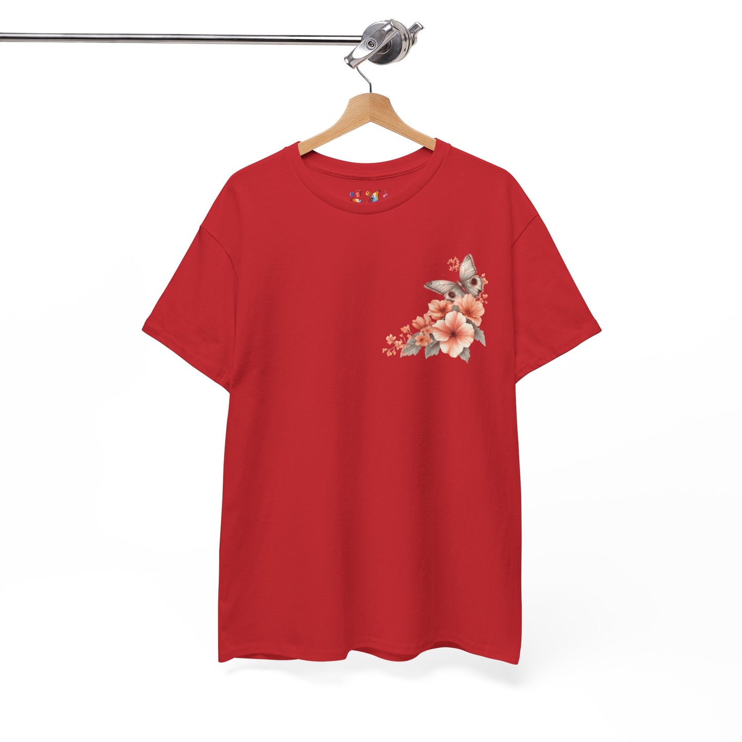 Inspirational Floral Tee - Unisex Heavy Cotton T-Shirt, Motivational Gift, Nature Lover's Apparel, Butterfly Design, Positive Quote