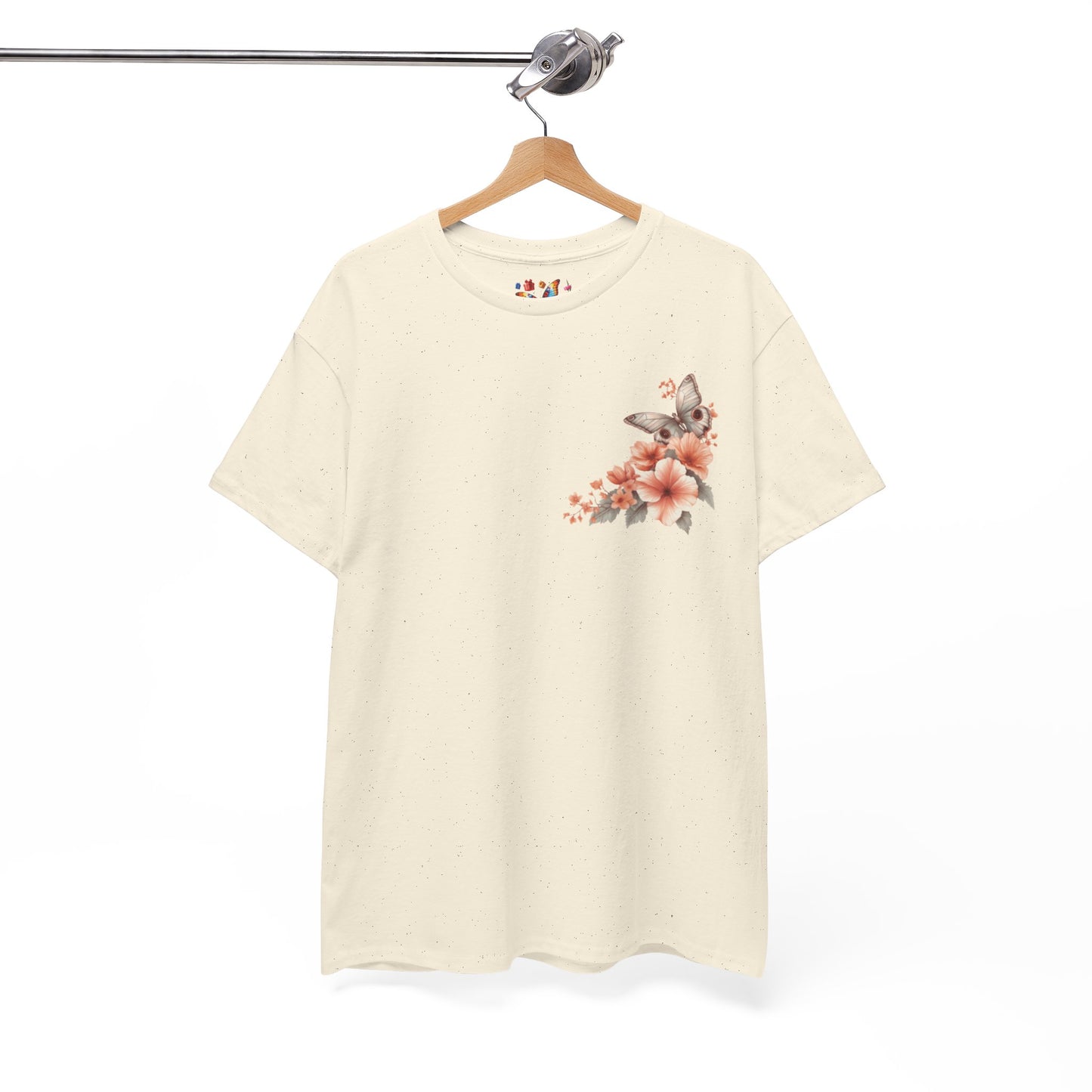 Inspirational Floral Tee - Unisex Heavy Cotton T-Shirt, Motivational Gift, Nature Lover's Apparel, Butterfly Design, Positive Quote