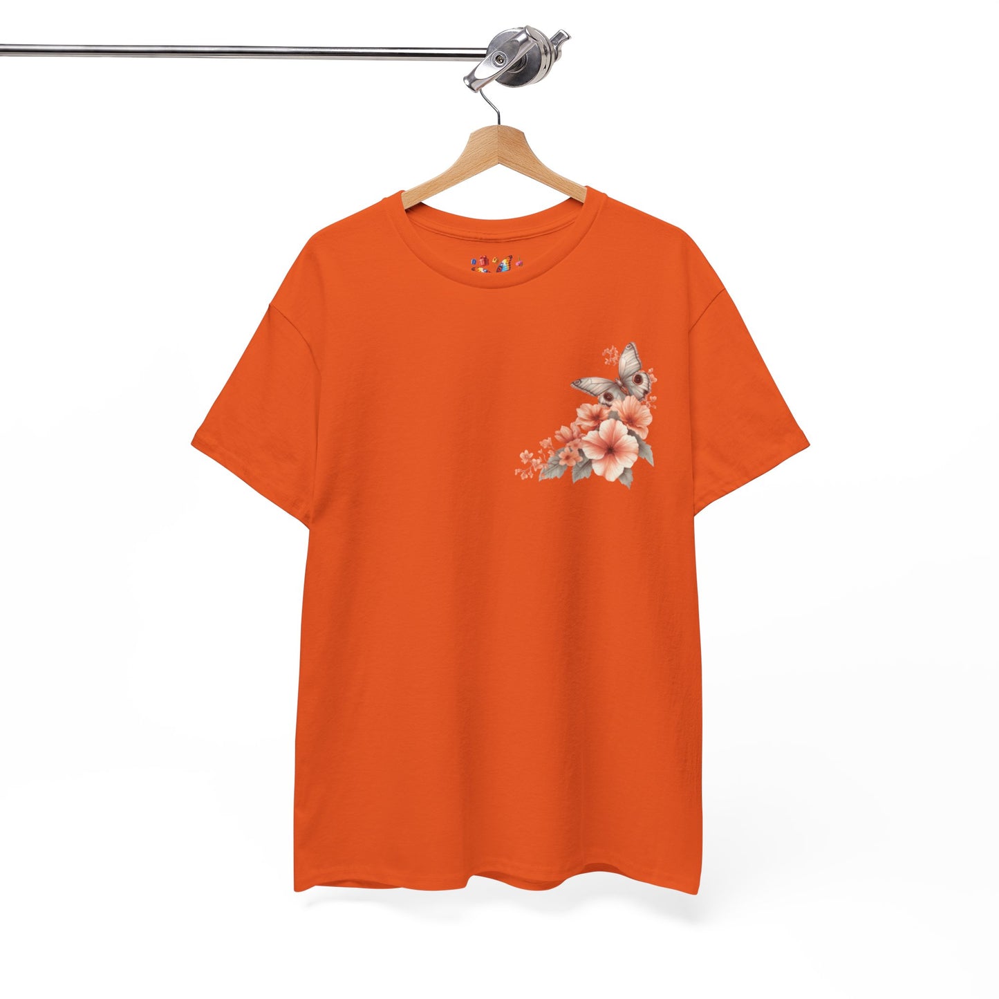 Inspirational Floral Tee - Unisex Heavy Cotton T-Shirt, Motivational Gift, Nature Lover's Apparel, Butterfly Design, Positive Quote