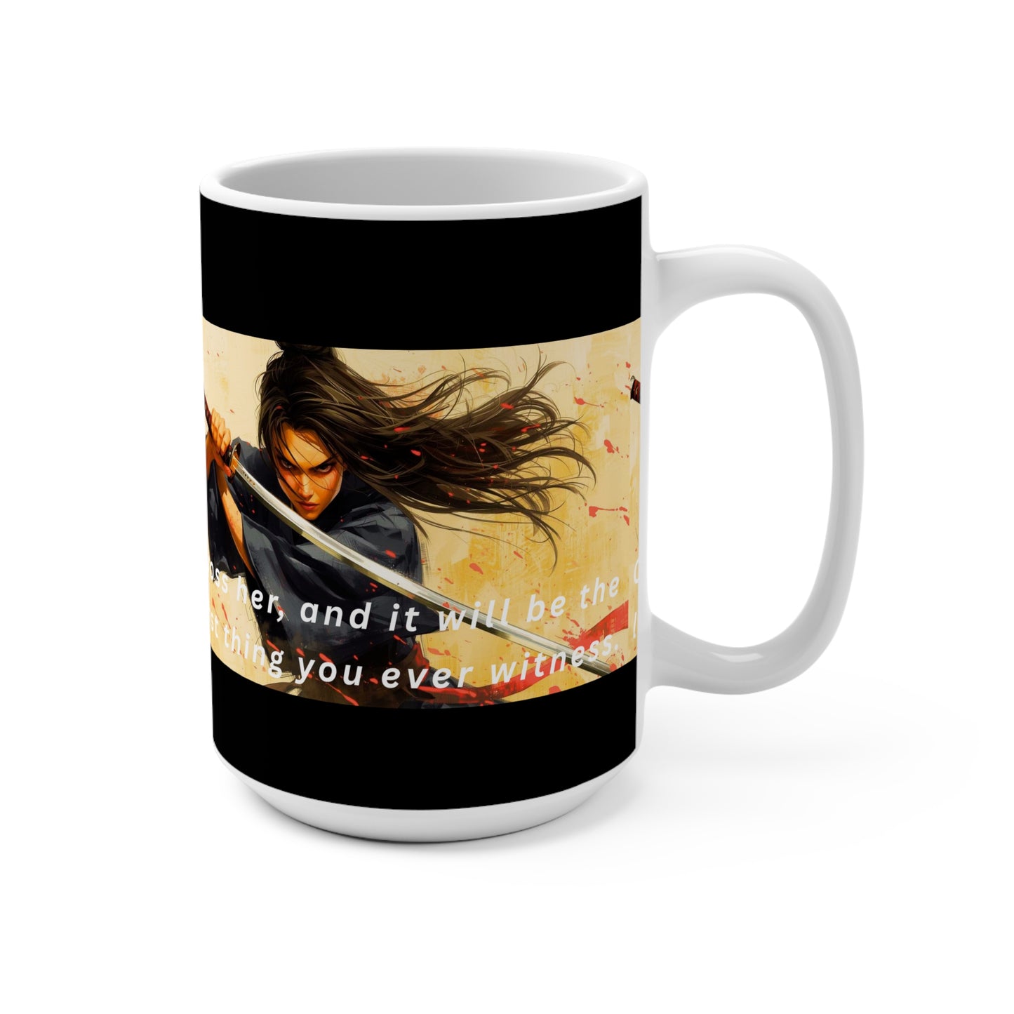 Samurai Warrior Mug, 15oz Coffee Cup, Anime Gift, Unique Art Mug, Perfect for Tea Lovers, Inspirational Quote