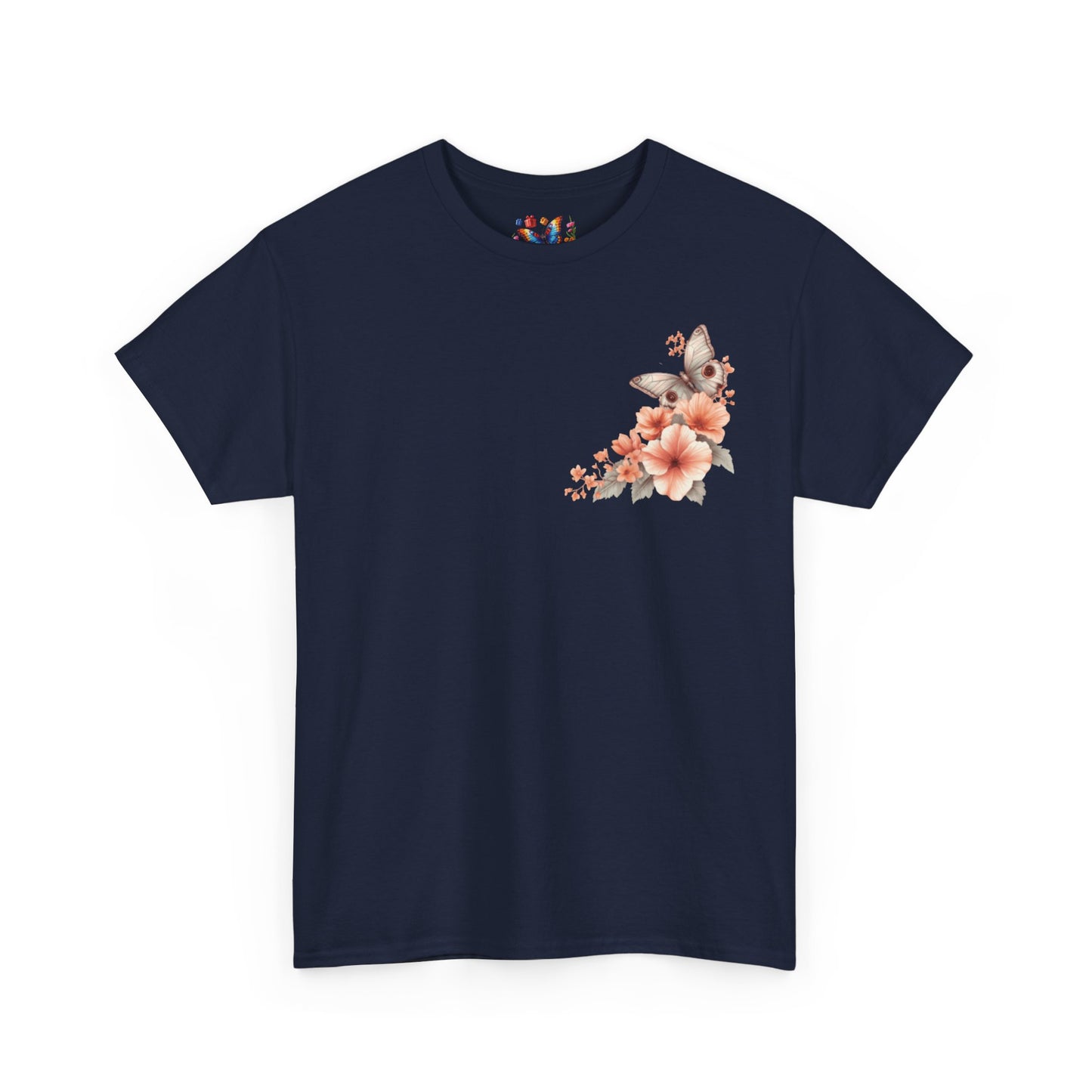 Inspirational Floral Tee - Unisex Heavy Cotton T-Shirt, Motivational Gift, Nature Lover's Apparel, Butterfly Design, Positive Quote