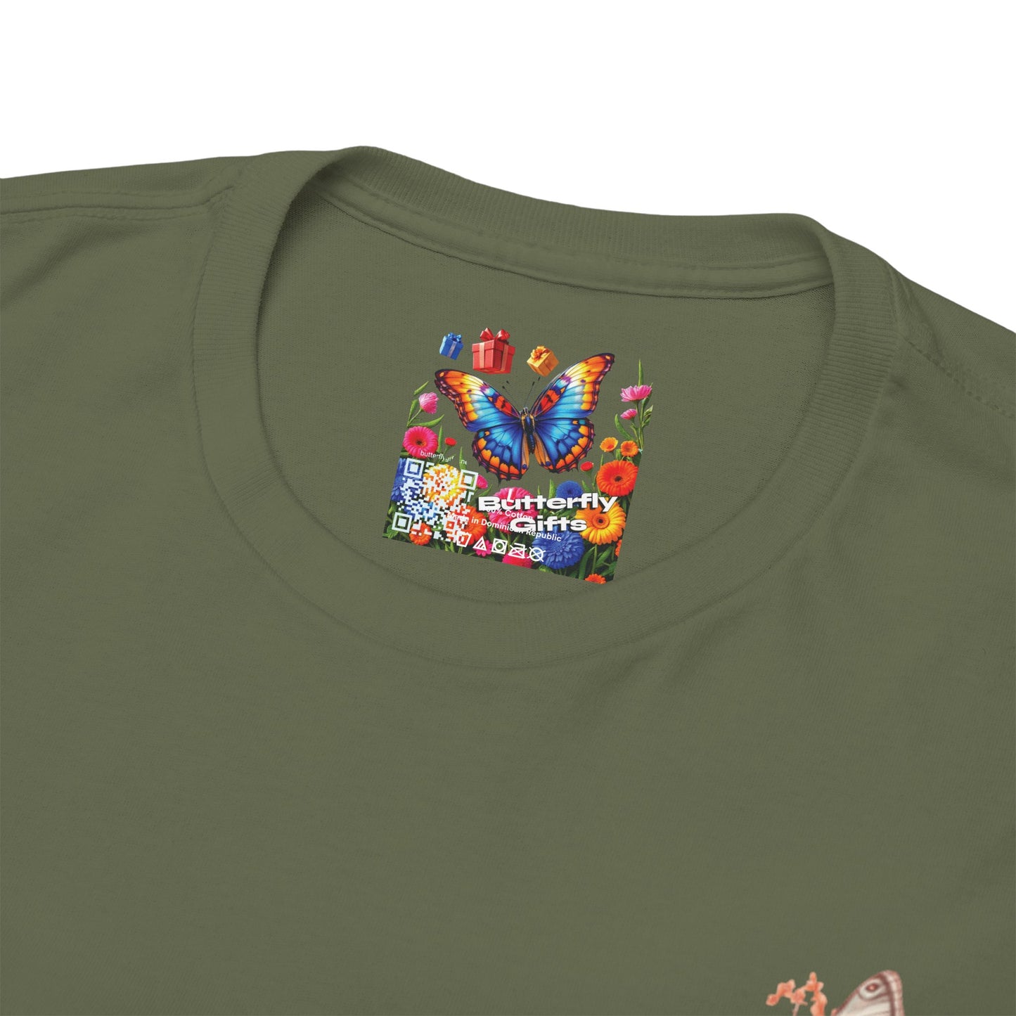 Inspirational Floral Tee - Unisex Heavy Cotton T-Shirt, Motivational Gift, Nature Lover's Apparel, Butterfly Design, Positive Quote