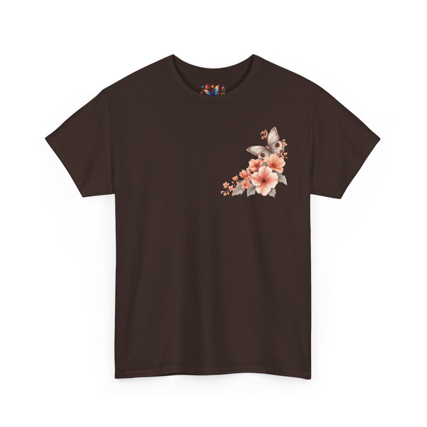 Inspirational Floral Tee - Unisex Heavy Cotton T-Shirt, Motivational Gift, Nature Lover's Apparel, Butterfly Design, Positive Quote