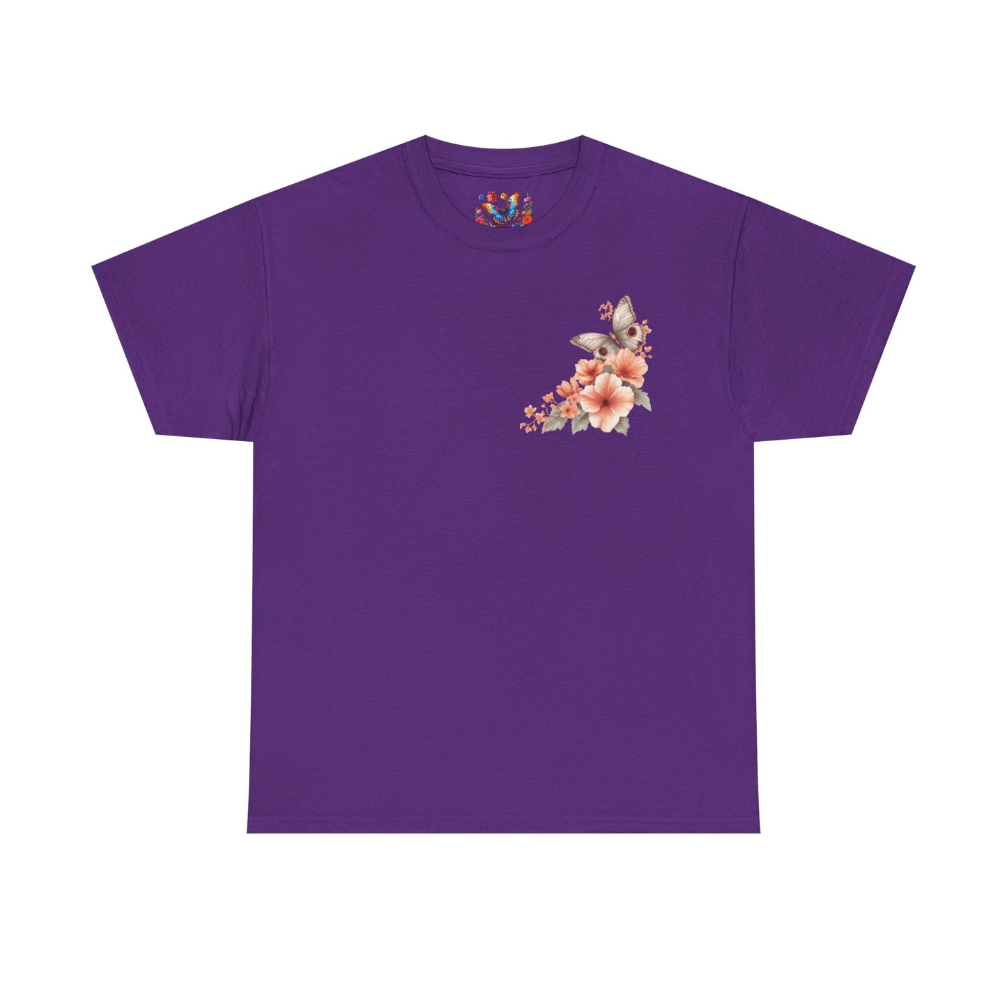 Inspirational Floral Tee - Unisex Heavy Cotton T-Shirt, Motivational Gift, Nature Lover's Apparel, Butterfly Design, Positive Quote