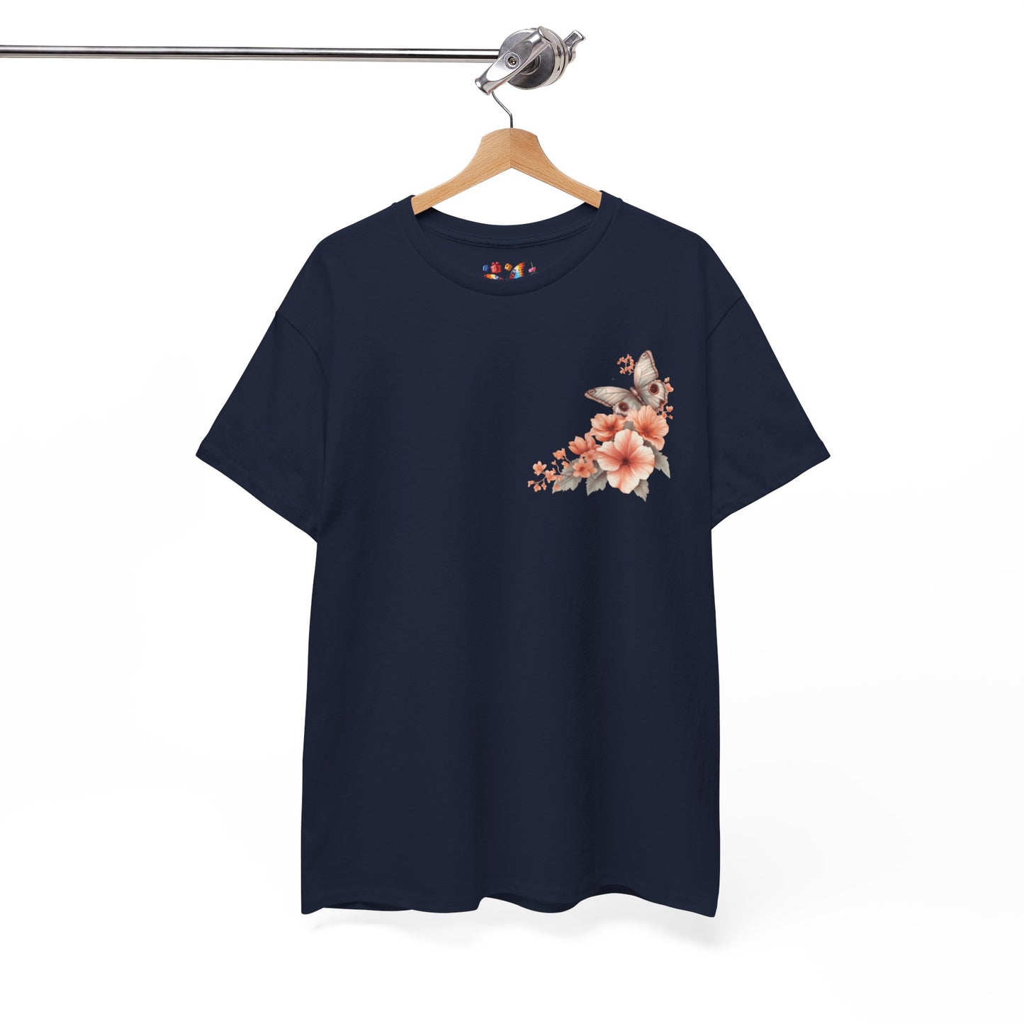 Inspirational Floral Tee - Unisex Heavy Cotton T-Shirt, Motivational Gift, Nature Lover's Apparel, Butterfly Design, Positive Quote