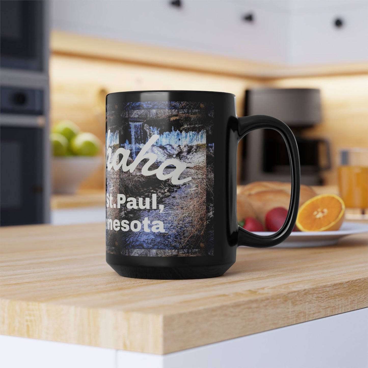 Minnesota Scenic Black Mug | Perfect Gift for Coffee Lovers, Travel Souvenirs, Home Decor, St. Paul Collectibles, Winter Vibes