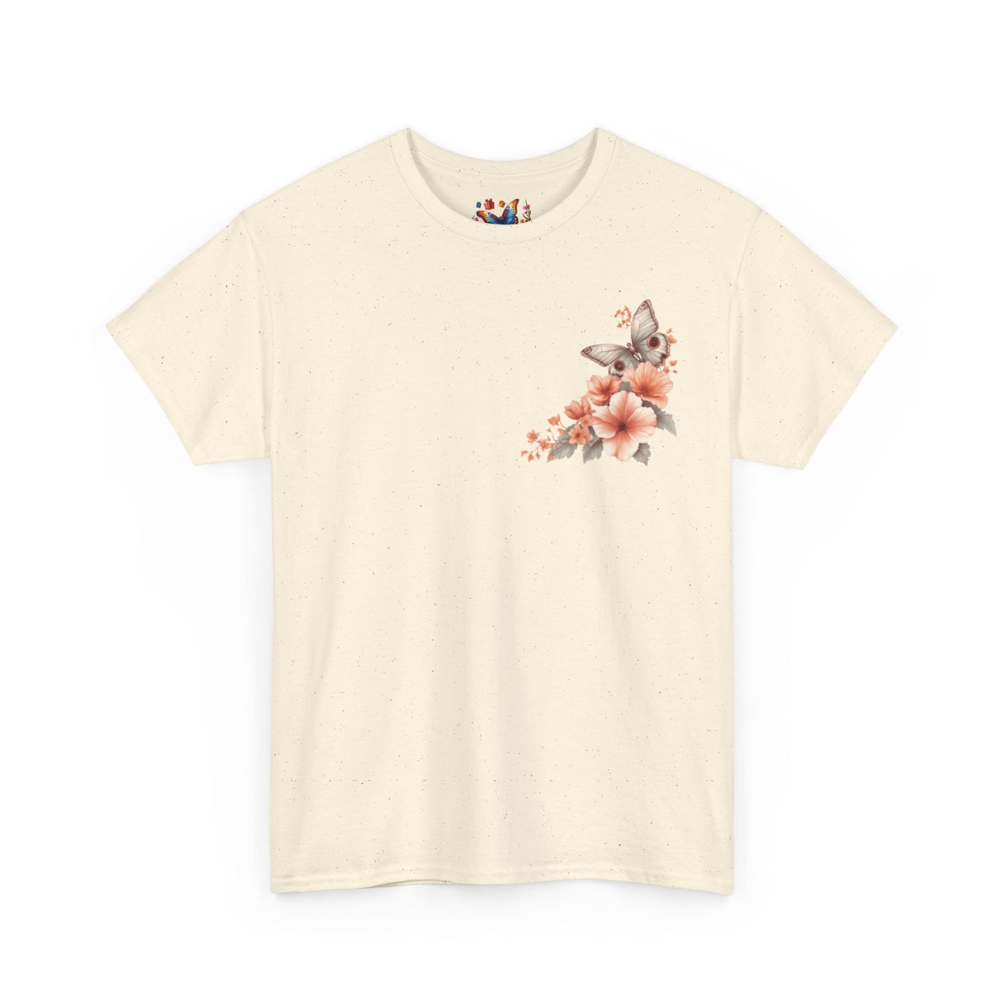 Inspirational Floral Tee - Unisex Heavy Cotton T-Shirt, Motivational Gift, Nature Lover's Apparel, Butterfly Design, Positive Quote