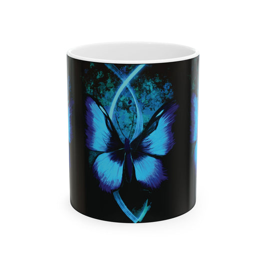 Butterfly Glow Ceramic Mug | Unique Coffee Cup, Gift for Nature Lovers, Home Decor, Birthday Present, Artistic Drinkware
