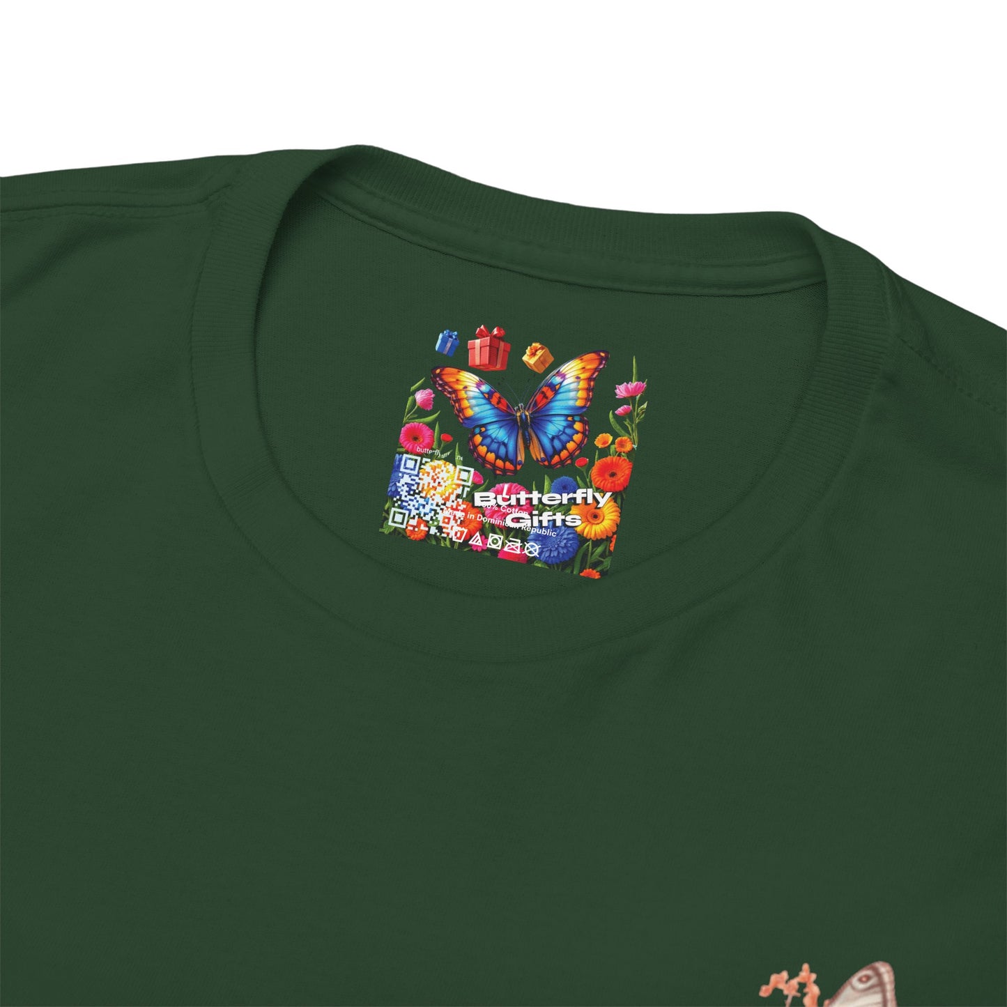 Inspirational Floral Tee - Unisex Heavy Cotton T-Shirt, Motivational Gift, Nature Lover's Apparel, Butterfly Design, Positive Quote