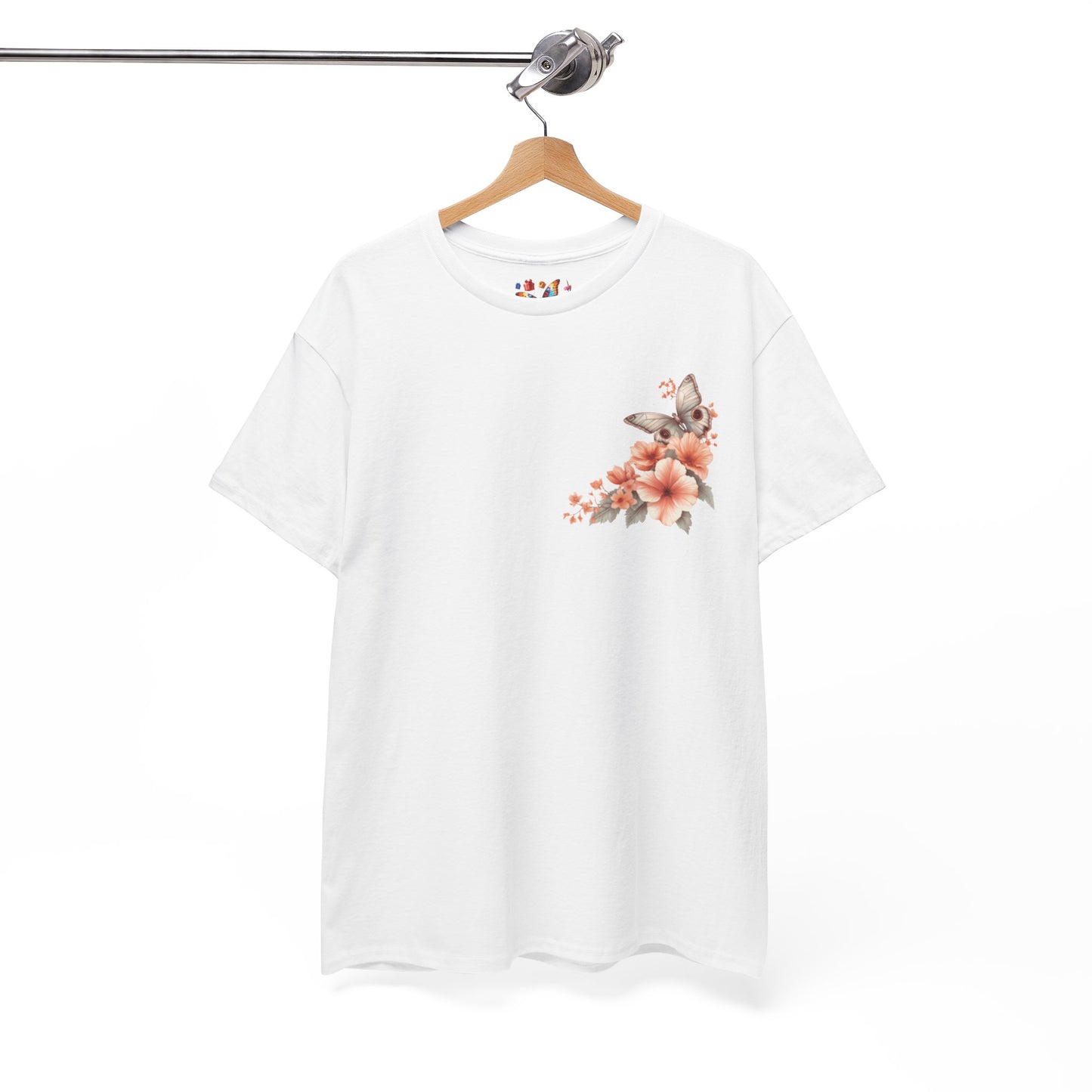 Inspirational Floral Tee - Unisex Heavy Cotton T-Shirt, Motivational Gift, Nature Lover's Apparel, Butterfly Design, Positive Quote
