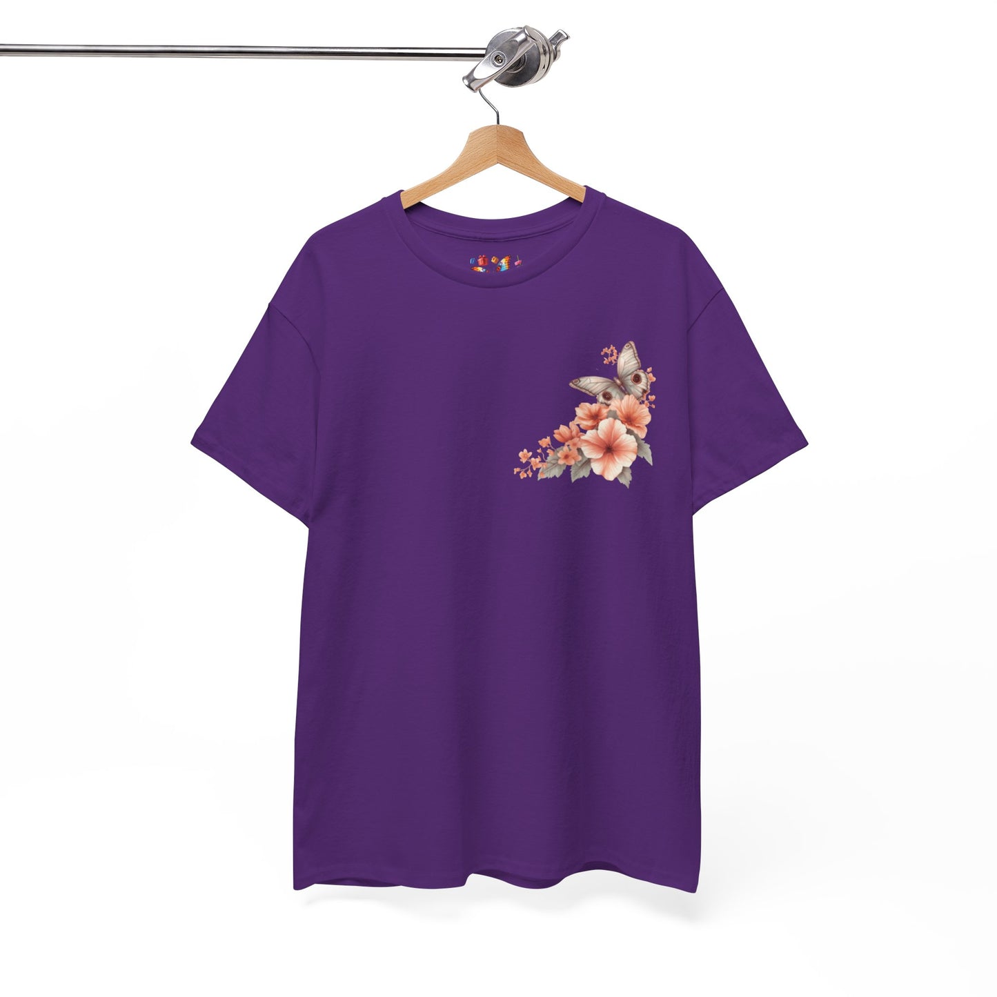 Inspirational Floral Tee - Unisex Heavy Cotton T-Shirt, Motivational Gift, Nature Lover's Apparel, Butterfly Design, Positive Quote