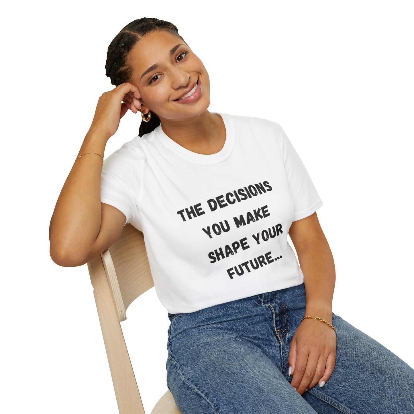 Motivational Quote T-Shirt | Decisions Shape Your Future | Gift for Friends, Inspirational Apparel, Unisex Tee, Self-Improvement